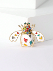 Shein Vintage Enamel Rhinestone Bee Brooches Fashion Insect Pins>
