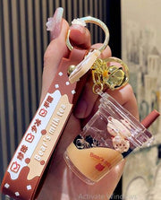 Shein 1pc Boba Tea Bear Couple Keychain Cute Bag Charm -.
