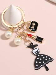 Shein Elegant Dress & Faux Pearl Charm Keychain -.