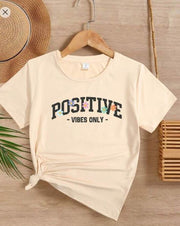 Shein Tween Girl's Letter Print Short Sleeve T-Shirt +