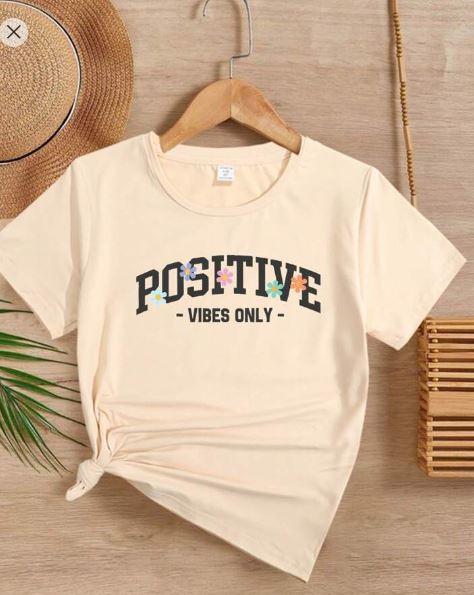 Shein Tween Girl's Letter Print Short Sleeve T-Shirt +