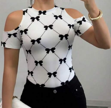 Shein Women's Open Shoulder Short Sleeve T-Shirt, XL +