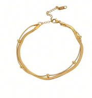 Shein 316L Stainless Steel Gold Plated Double Layer Anklet>