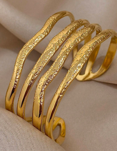 Shein 1 Pc Vintage Chunky Layered Stackable Cuff Bracelet +