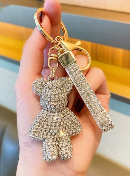 Shein 1pc Rhinestone Studded Bear Key Chain +