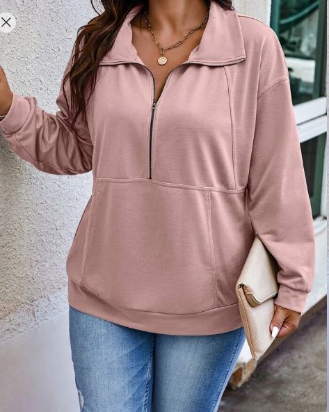 Shein Plus Half Zip Drop Shoulder Sweatshirt, 0XL +