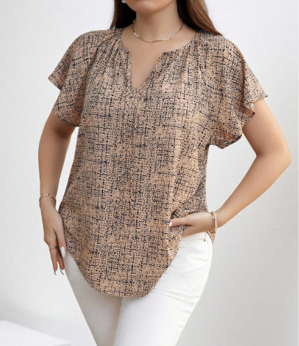 Shein Plus Size Women Hollow Out Chest Short Sleeve Shirt, 1XL +