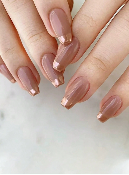 Shein 24-Piece Nude Ballet Short Glossy Nail Tips Set +