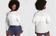 PINK Oversized Cotton Long-Sleeve T-Shirt, M -.
