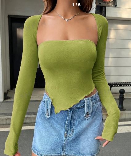 Shein Raglan Sleeve Asymmetrical Hem Tee +