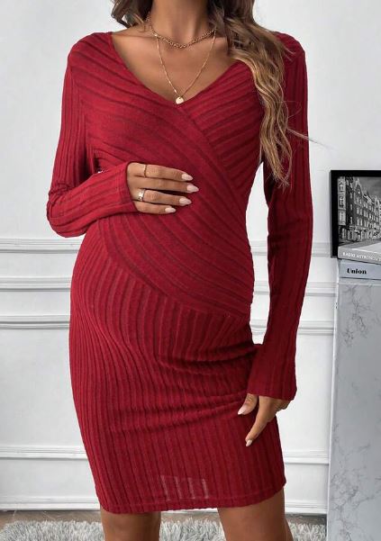 Shein Maternity Ribbed Knit Bodycon Dress, XL */