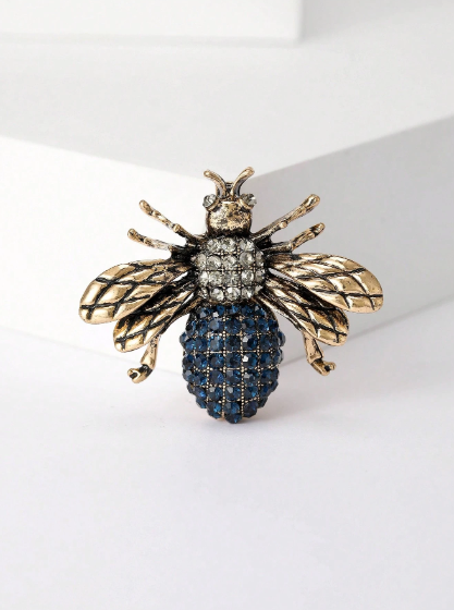 Shein Vintage Enamel Rhinestone Bee Brooches >