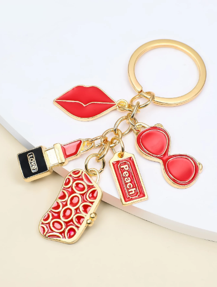Shein Alloy Lipstick Shaped Keychain -.