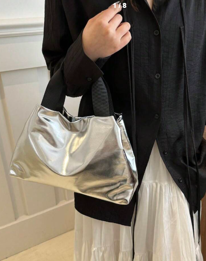 Shein Glossy Holographic Candy Color Large Tote Bag>