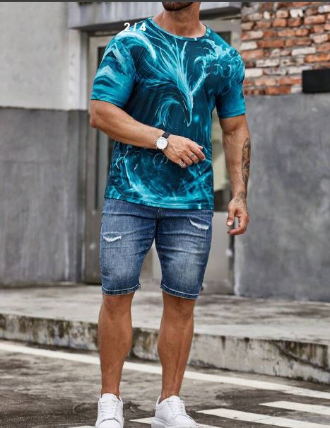 Shein Men Fit Crew Neck Graphic Tee, L -.