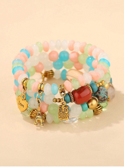 Shein Women's Boho Style Decor Pendant Beaded Bracelet Jewelry Set 4-Piece >
