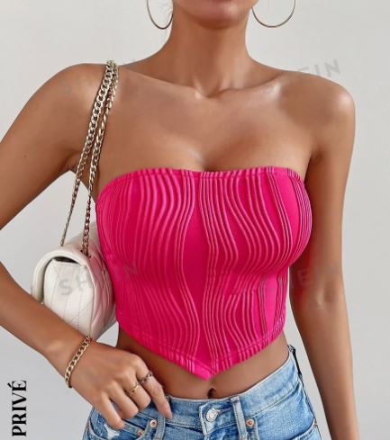 Shein Solid Bandana Hem Tube Top, S /