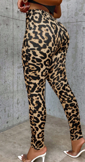 Shein Leopard Print Comfy Digital Full Printed Leggings For Women, XL -.