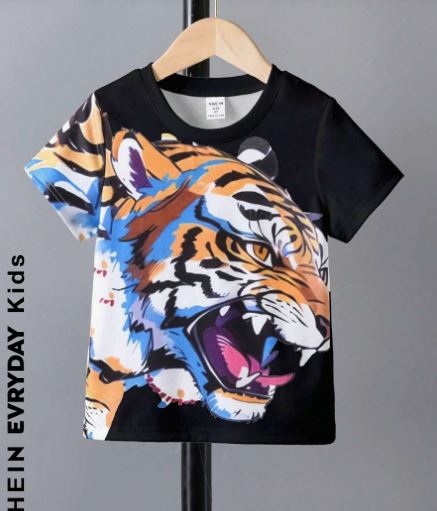 Shein Young Boy Tiger Print Tee, 5T /