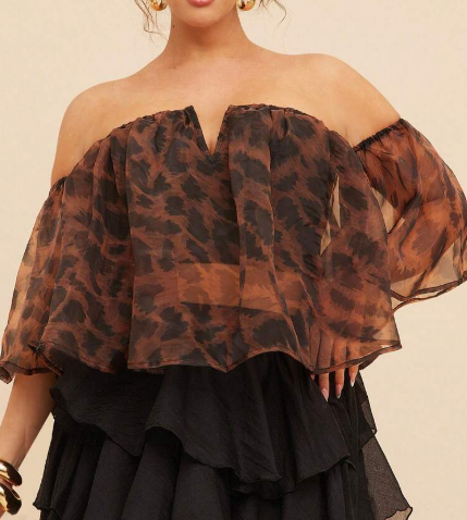 Shein Off Shoulder Printed Organza Top, 3XL +