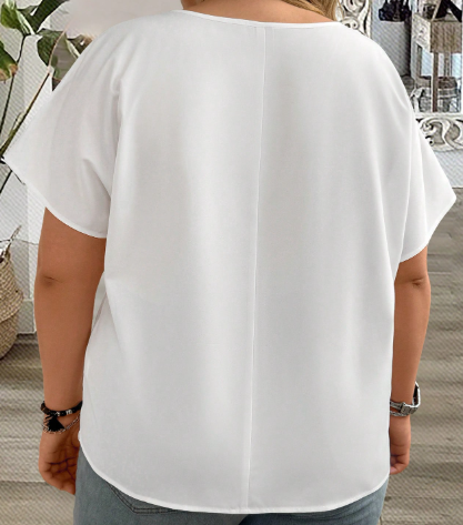 Shein Casual Loose Fit Round Neck Short Sleeve Plus Size Shirt, 3XL>