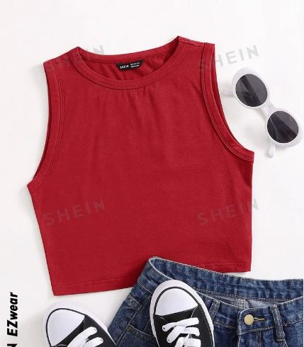 Shein Solid Crop Tank Top, S /