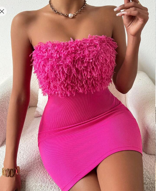 Shein Textured Strapless Bodycon Dress, M +