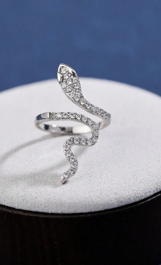 Shein 1pcs Fashionable & Simple Snake Shape Rhinestone Ring +