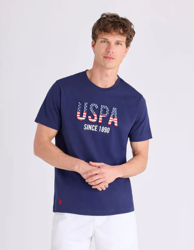 U.S. Polo Embossed Wordmark Jersey T-Shirt, L