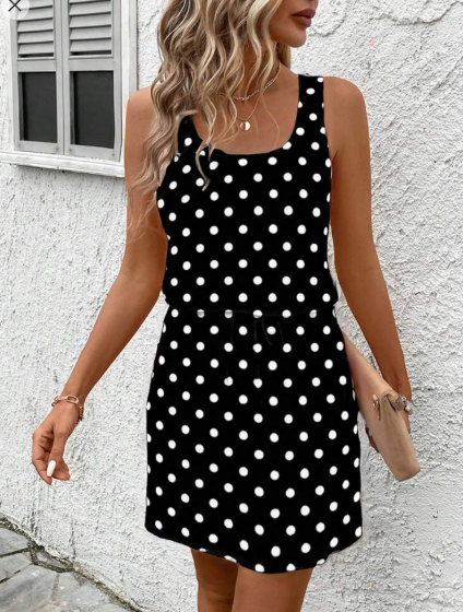 Shein Casual Minimalist Polka Dot Short Dress, M +