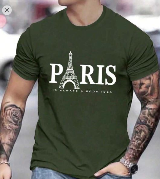 Shein Men's Casual Letter Print Round Neck Short Sleeve T-Shirt, L +