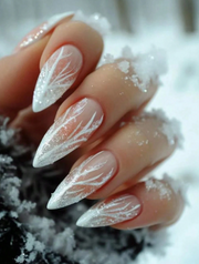 Shein 24pcs Winter Vibe White Deer Horn Ombre Glitter Full Cover Fake Nails +