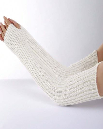 Shein 1 Pair Solid Striped Casual Knitted Arm Warmers Gloves /