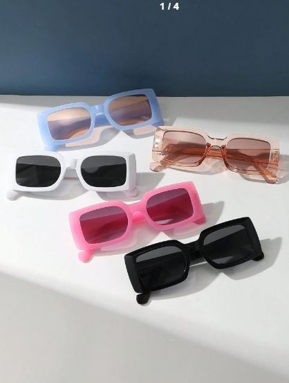 Shein 5pcs Vintage Square Thick Frame Plastic Sunglasses /