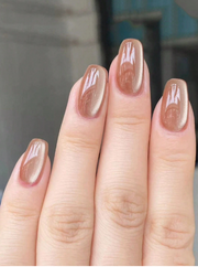Shein Creative Translucent Brown Cat Eye Design Fake Nails >