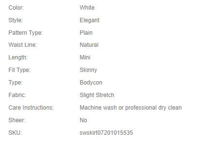 Shein BASICS Cotton Solid Bodycon Mini Skirt, M>