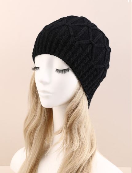 Shein 1pc Unisex Black Twisted Pattern Single Layer Knit Beanie Hat /