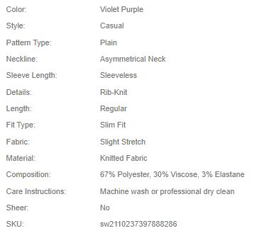 Shein One Shoulder Rib-Knit Top, S +