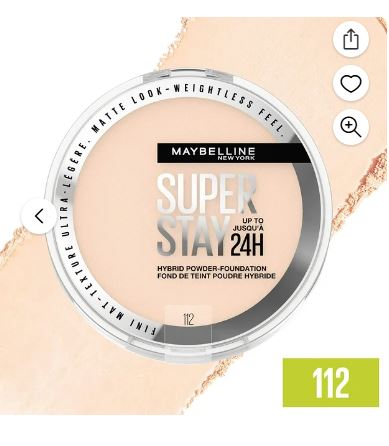 Maybelline Super Stay Up To 24Hr Hybrid Powder-Foundation, Medium 112 /