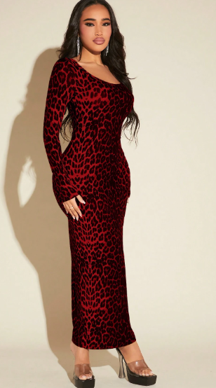 Shein SXY Women'S Sexy Leopard Print Dress>