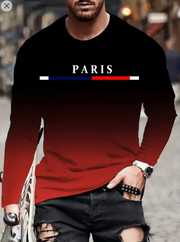 Shein Stylish Gradient Color Paris Graphic Print T-Shirt >