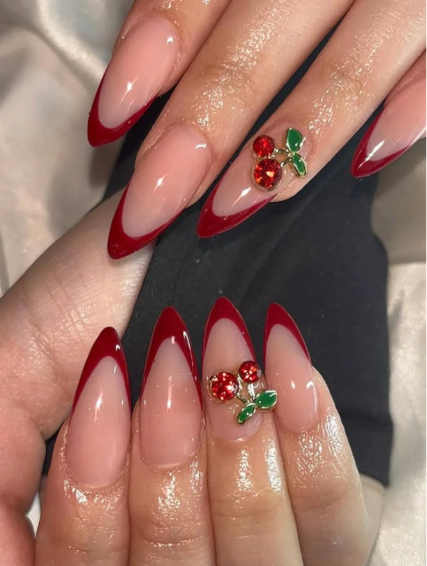 Shein 3D Summer Cherry Pattern, Elegant & Fashionable Nail Stickers>