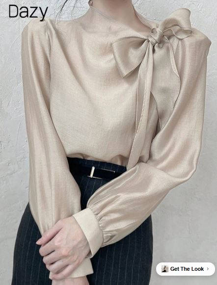 Shein Women's Bowknot Lantern Sleeve Elegant Blouse, XL +