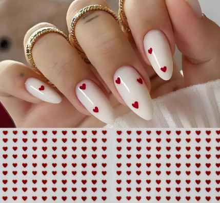 Shein 24pcs Mini Red Heart Nail Stickers Valentine's Day Nail Art +