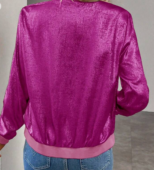 Shein Bloomy Lightweight Long Sleeve Zip-Up Casual Jacket -.