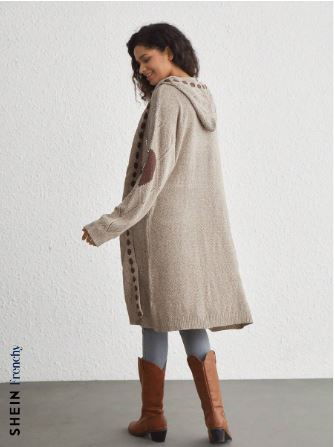 Shein Frenchy Drop Shoulder Open Front Cardigan, L +