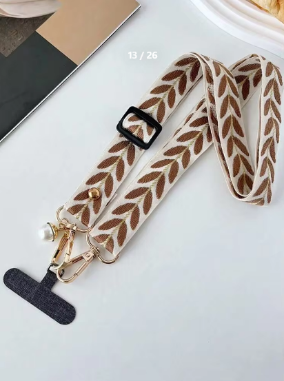 Adjustable Phone Lanyard with Faux Pearl Pendant>