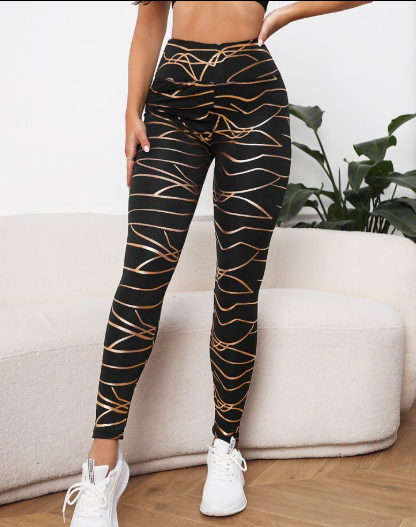 Shein Allover Print Wide Band Waist Sports Leggings Yoga Women Pants, XL -.