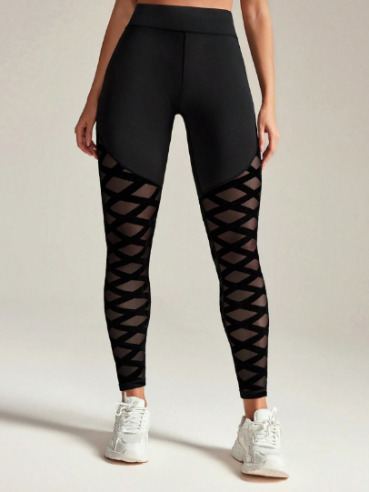 Shein Women Sports Leggings Solid Color Simple Daily Casual Yoga Pants, XL+