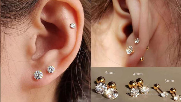 Shein 3pairs Classic Round Zirconia Stud Earrings */